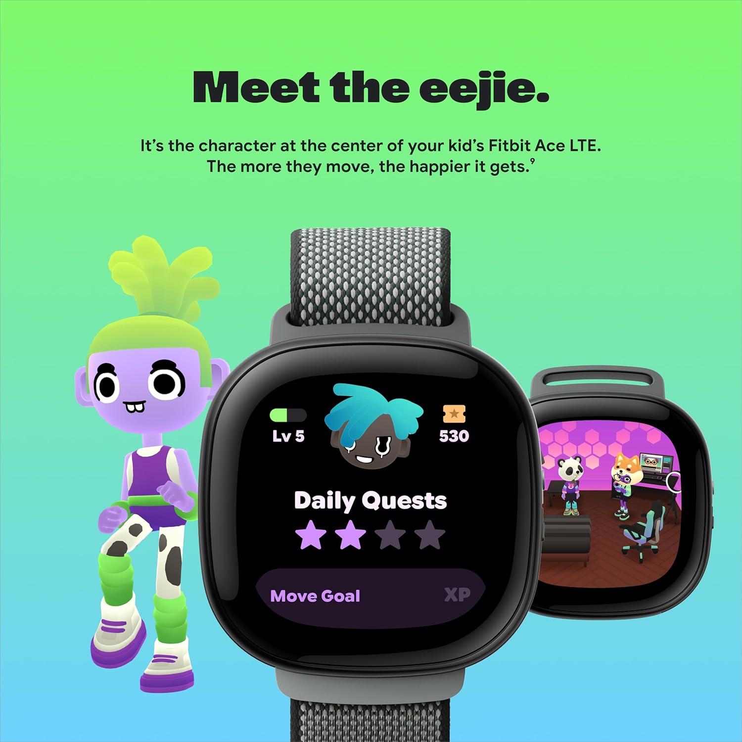 image:imageFitbit Google Ace LTE Kids Smartwatch with Call Message GPS and ActivityBased Games Ace Pass Data Plan Required Spicy MoovinMild Strange Arcade