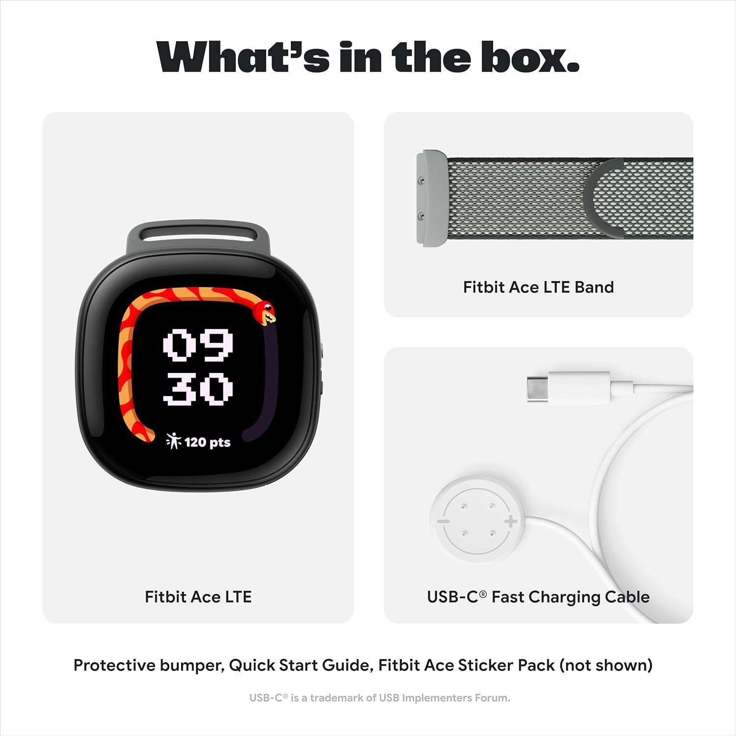 image:imageFitbit Google Ace LTE Kids Smartwatch with Call Message GPS and ActivityBased Games Ace Pass Data Plan Required Spicy MoovinMild Strange Arcade