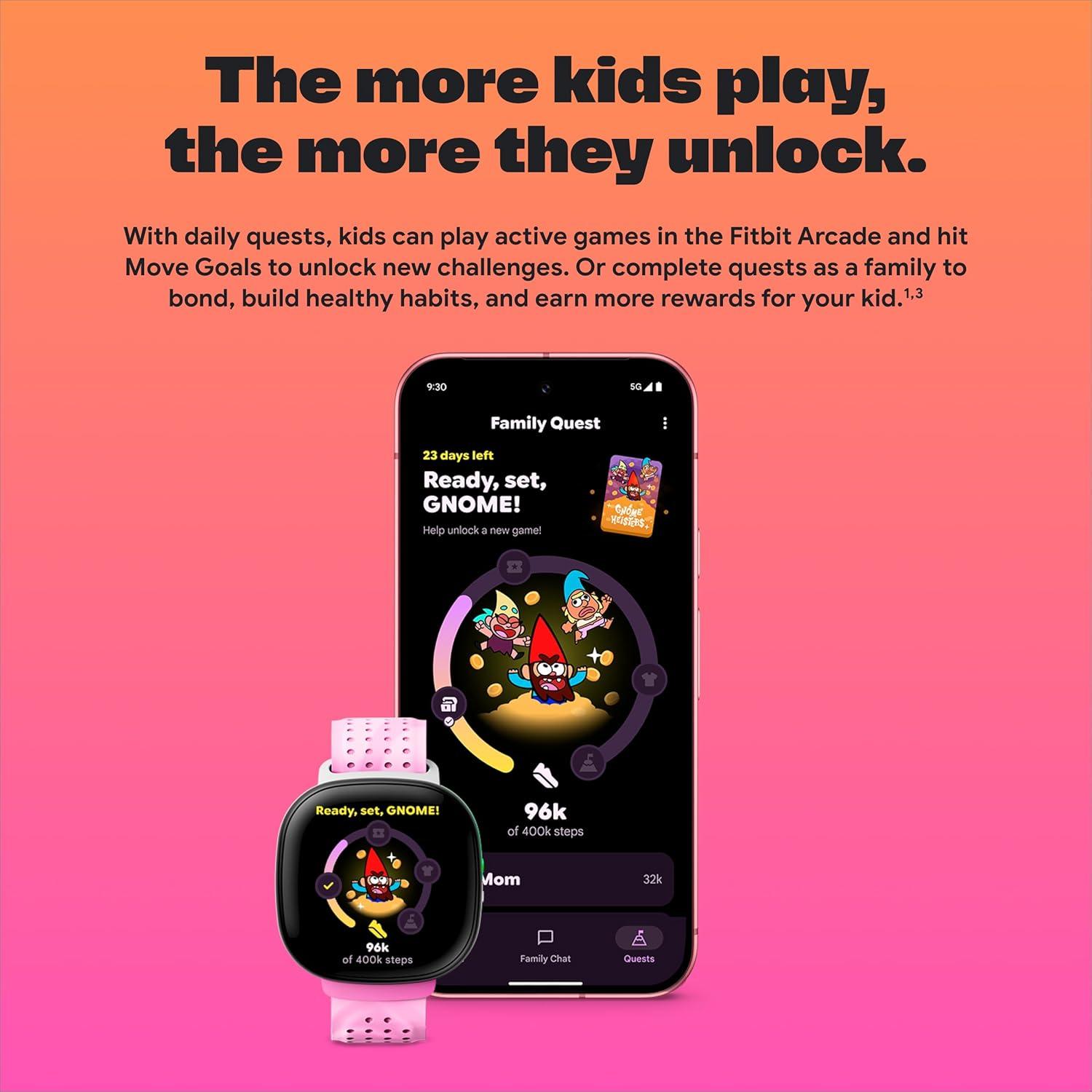 image:imageFitbit Google Ace LTE Kids Smartwatch with Call Message GPS and ActivityBased Games Ace Pass Data Plan Required Spicy MoovinMild Strange Arcade