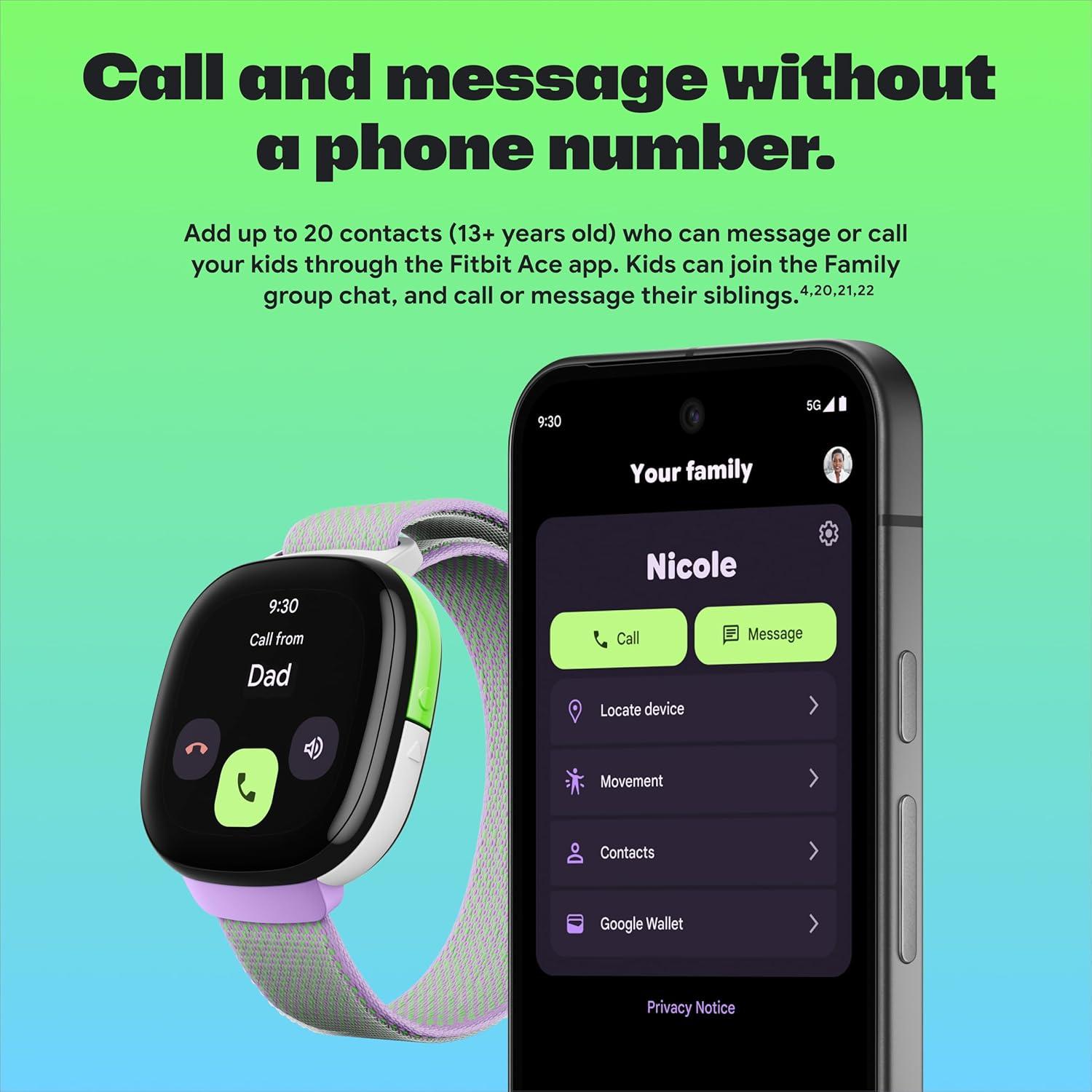 image:imageFitbit Google Ace LTE Kids Smartwatch with Call Message GPS and ActivityBased Games Ace Pass Data Plan Required Spicy MoovinSpicy Moovin