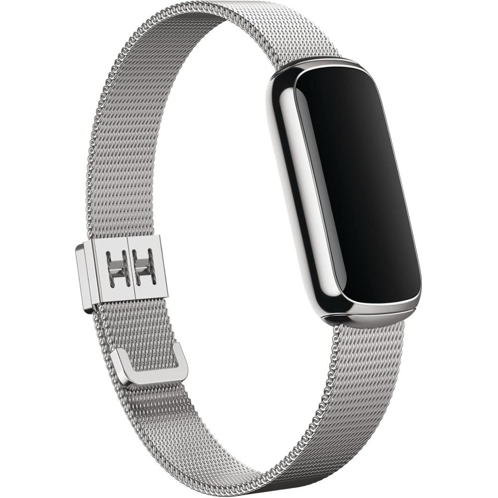 image:imageFitbit Luxe Platinum Stainless Steel Mesh Accessory Band Official Fitbit Product One Size