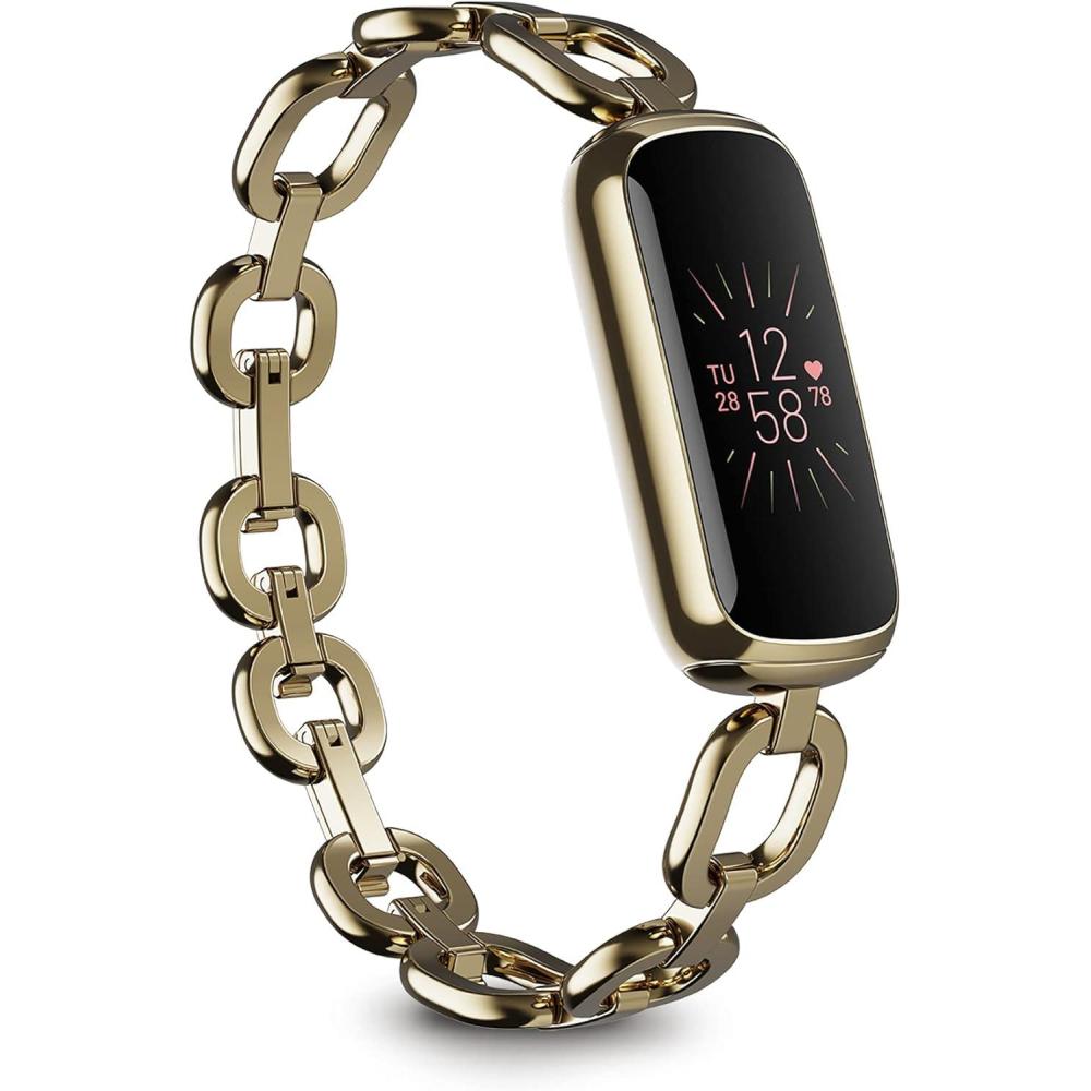 image:imageFitbit LuxeFitness and WellnessTracker with Stress Management SleepTracking and 247 Heart Rate One Size S L Bands Included Lunar WhiteSoft Gold Stainless Steel 1 CountGold