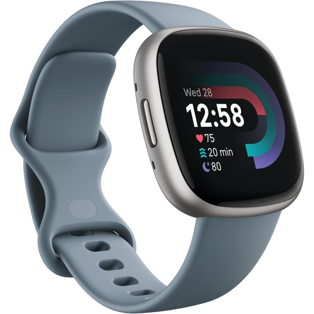image:imageFitbit Versa 4 Fitness Smartwatch with Daily Readiness GPS 247 Heart Rate 40 Exercise Modes Sleep Tracking and more Waterfall BluePlatinum One Size S amp L Bands IncludedWaterfall BluePlatinum