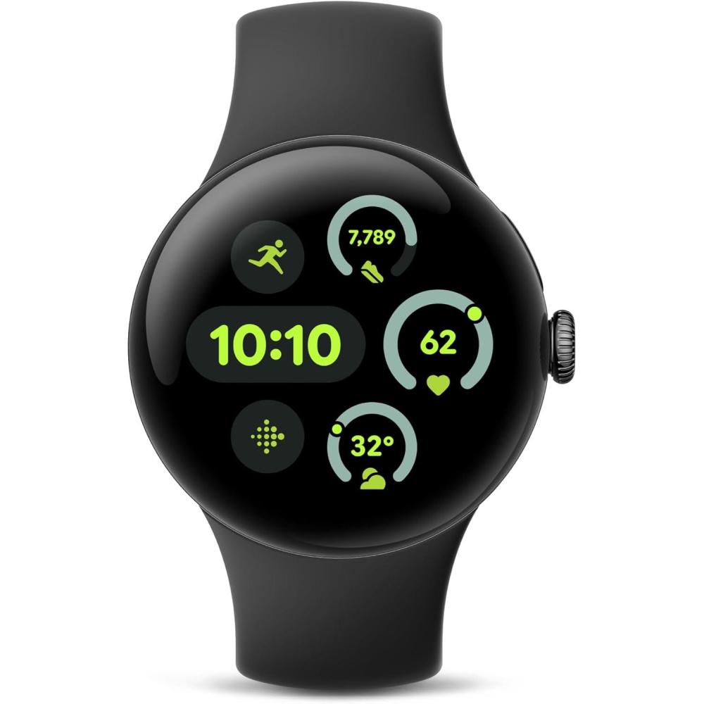 image:imageGoogle Pixel Watch 3 41mm 2024 Model  Android Smartwatch Heart Rate Tracking Fitbit Advanced Running Fitness Insights 24Hour Battery  Matte Black Aluminum Case  Obsidian Band  WiFiMatte Black Aluminum Case  Obsidian Band