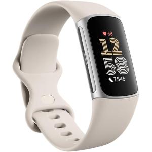 Fitbit Charge 6 Fitness Tracker with Google apps, Heart Rate on Exercise Equipment, 6-Months Premium Membership Included, GPS, Health Tools and More, Gold/Coral, One Size (S & L Bands Included)(Silver Case w/ White Band)