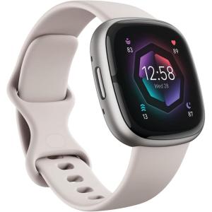 Fitbit Sense 2 Advanced Health and Fitness Smartwatch with Tools to Manage Stress and Sleep, ECG App, SpO2, 24/7 Heart Rate and GPS, Lunar White/Platinum, One Size (S & L Bands Included)(Lunar White/Platinum)