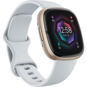 Fitbit Sense 2 Advanced Health and Fitness Smartwatch with Tools to Manage Stress and Sleep, ECG App, SpO2, 24/7 Heart Rate and GPS, Lunar White/Platinum, One Size (S & L Bands Included)(Blue Mist/Pale Gold)