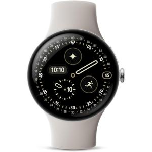 Google Pixel Watch 4 (41mm) – Android Smartwatch with Heart Rate and Sleep Tracking – 30-Hour Battery – Fitness Tracking – Google AI – Champagne Gold Aluminum Case – Lemongrass Active Band – Wi-Fi(Porcelain Band with Polished Silver Case)