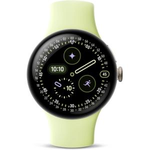 Google Pixel Watch 4 (41mm) – Android Smartwatch with Heart Rate and Sleep Tracking – 30-Hour Battery – Fitness Tracking – Google AI – Champagne Gold Aluminum Case – Lemongrass Active Band – Wi-Fi(Lemongrass Band with Champagne Gold Case)