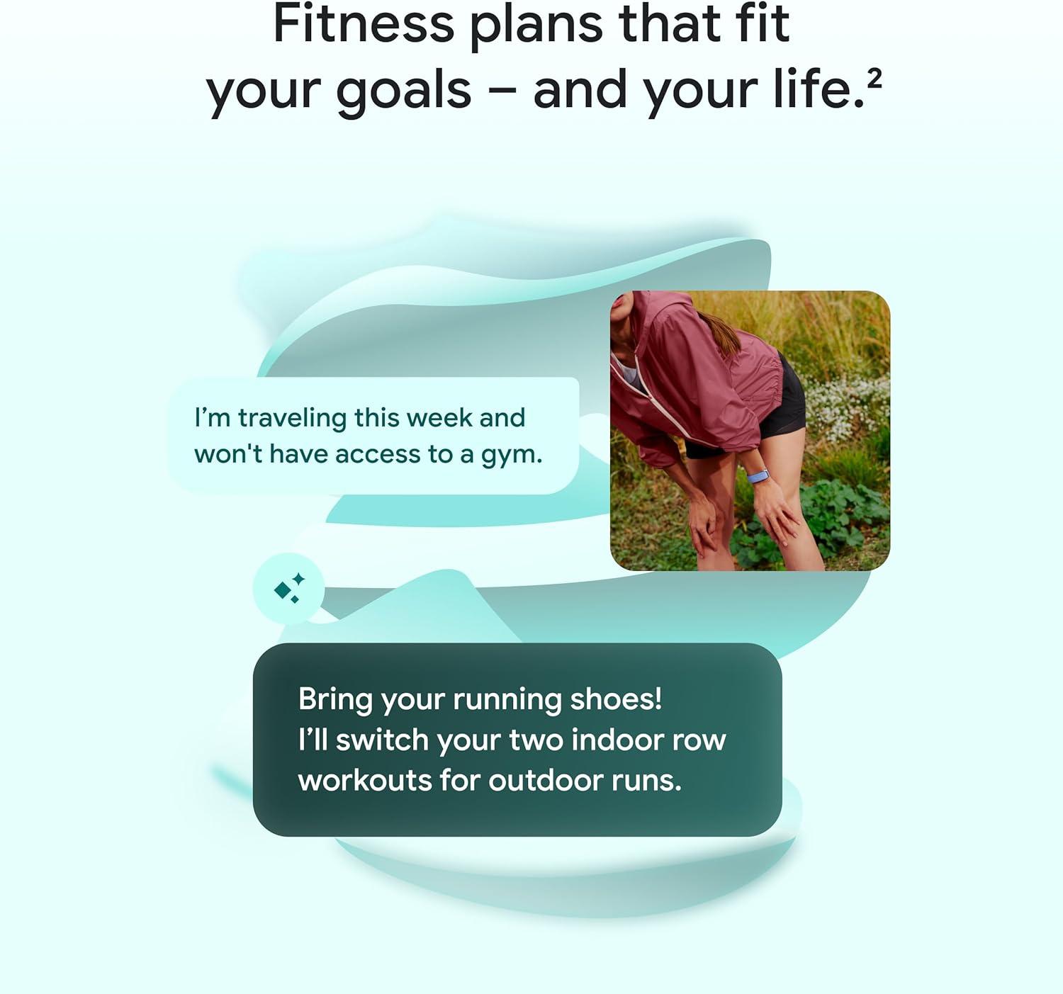 image:imageGoogle Fitbit Air Screenless Activity Tracker with Fitness Heart Rate and Sleep Tracking Personalized AIPowered Coaching Up to 7 Days Battery Life Works with iOS and Android BerryLavender