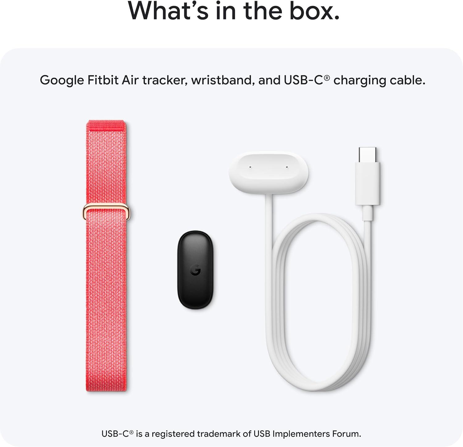 image:imageGoogle Fitbit Air Screenless Activity Tracker with Fitness Heart Rate and Sleep Tracking Personalized AIPowered Coaching Up to 7 Days Battery Life Works with iOS and Android BerryBerry